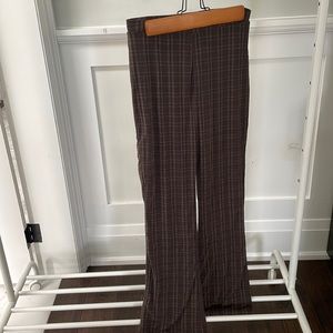 Tiger Mist Brown Plaid Flared Pull-On Bell Bottom Pants  Size Medium
